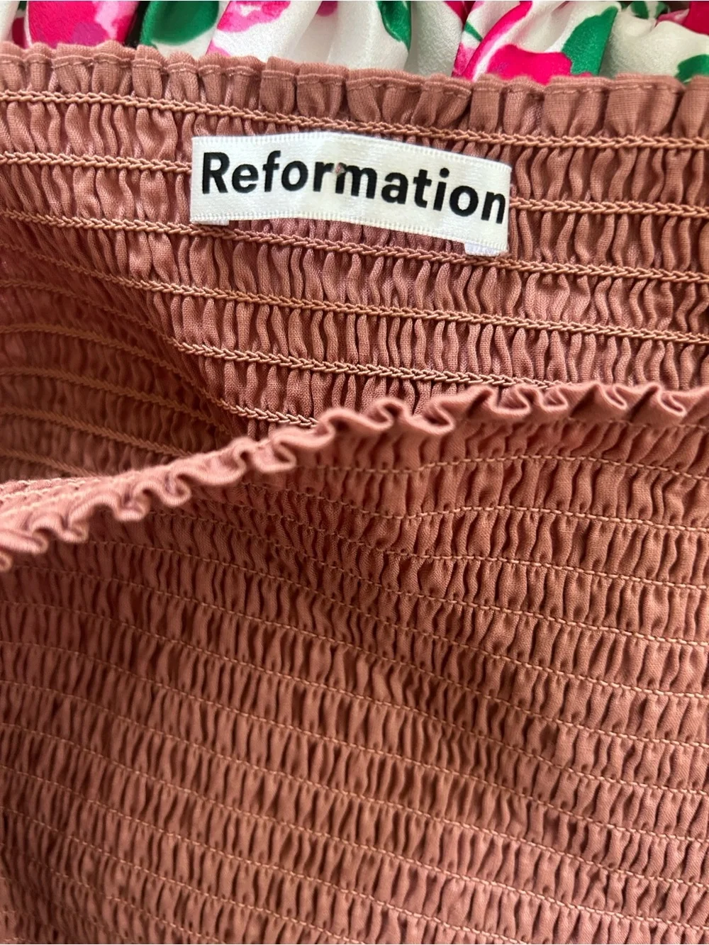 Reformation Dunes Smocked Square-Neck Puff Sleeve Mini Dress - Picture 8 of 9